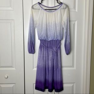 Vintage! Purple Ombré Cinch Waist Dress
